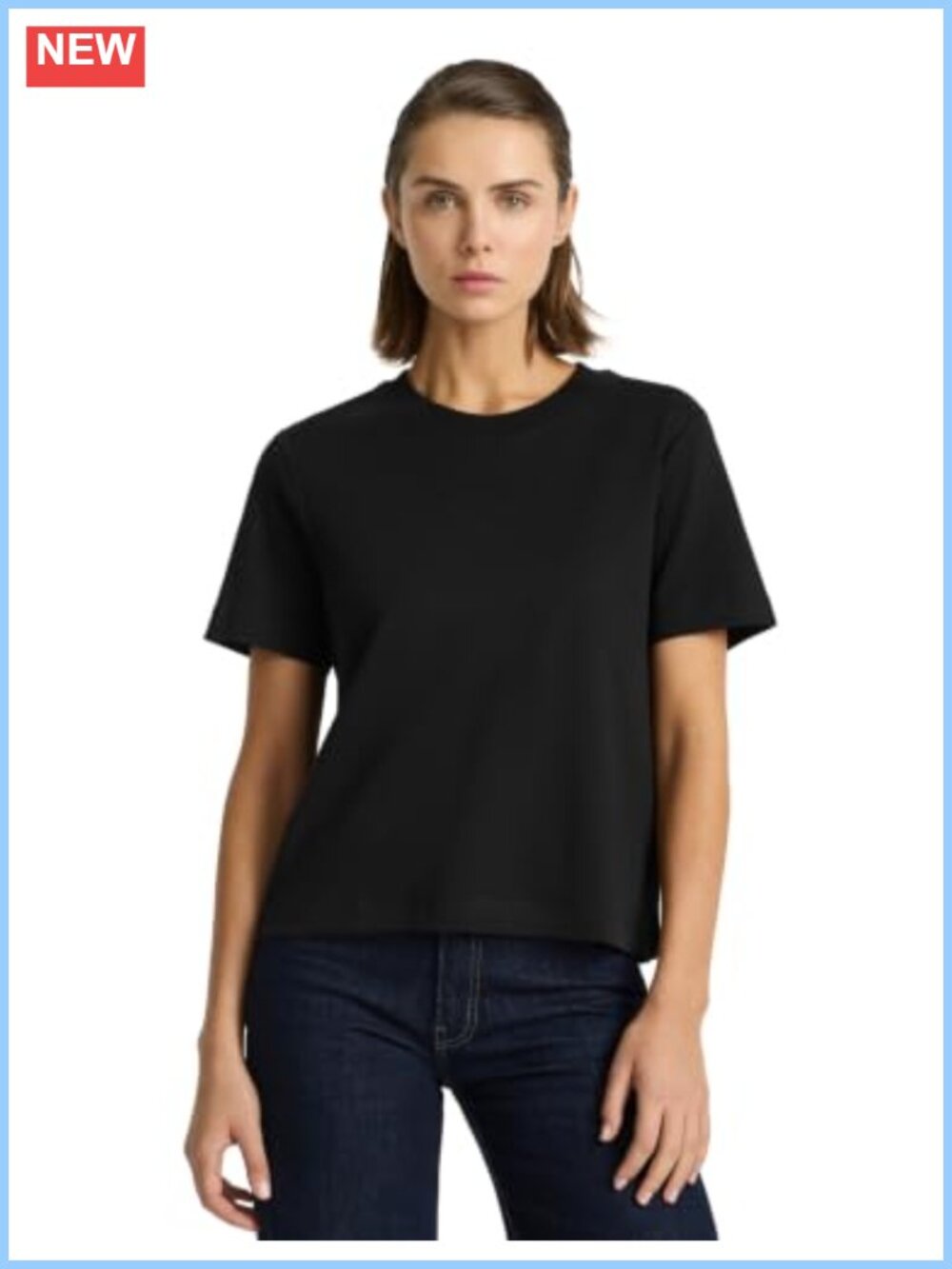 Supima Cotton Box Cut T-Shirt Relaxed Cropped Crew Neck Short Sleeve